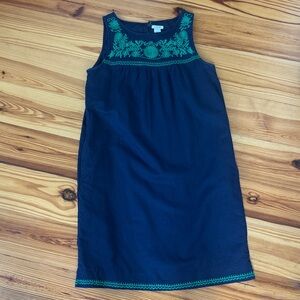 J. Crew Navy Linen Dress with Green Detailing Sz XXS